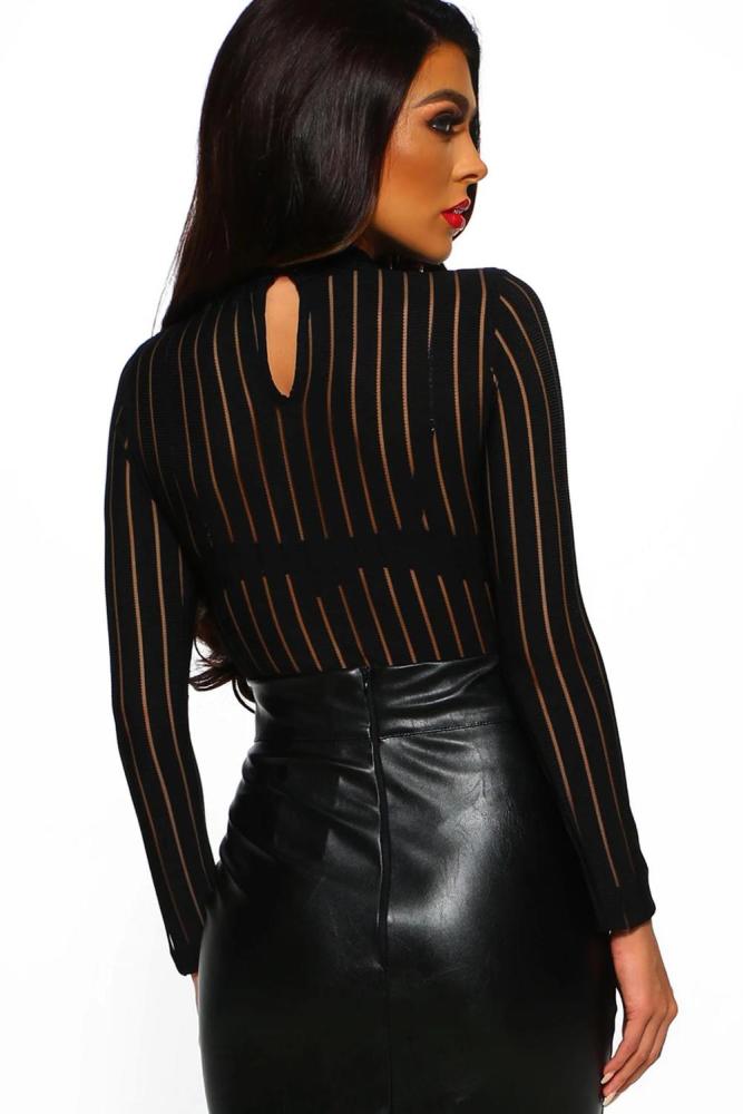 Black High Neck Long Sleeve Bodysuit