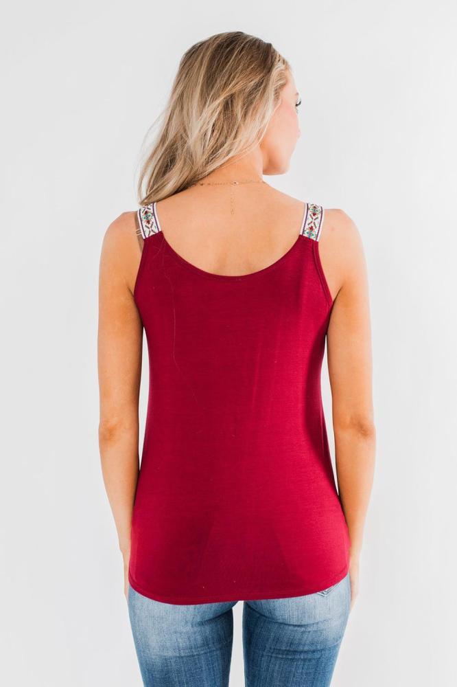 Red Somewhere Next To You Twist Tank Top