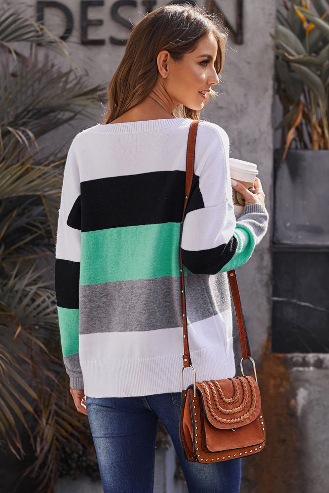 Green Catch Feels Colorblock Sweater