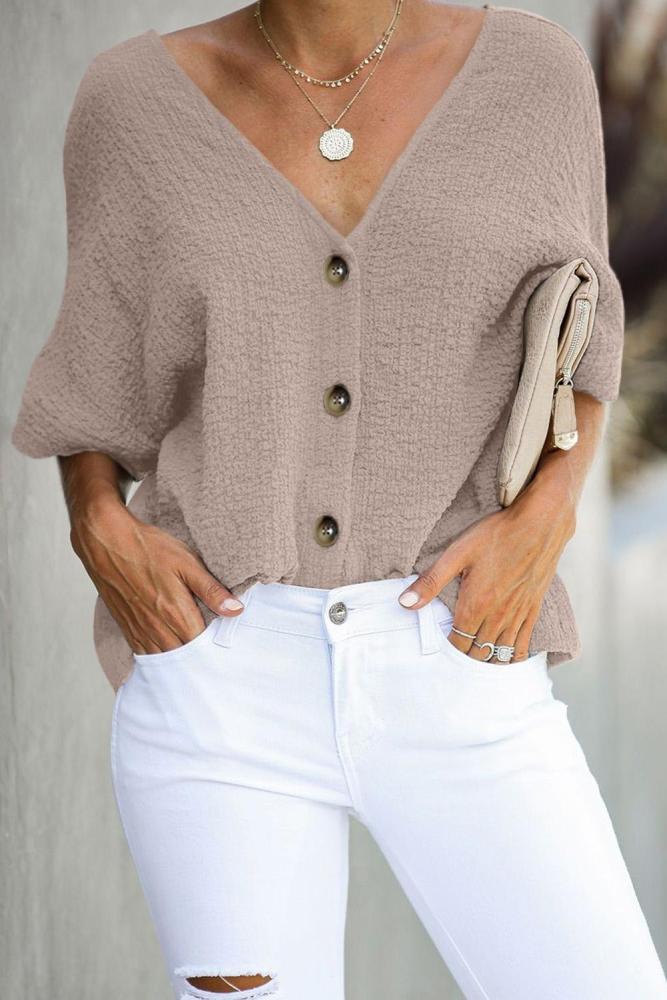 Apricot Soak It Up Cotton Button Down Blouse