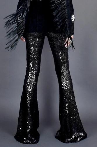 Black Sequin Bell Bottoms