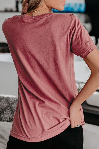 Kiss The Lip Distressed Cotton Tee