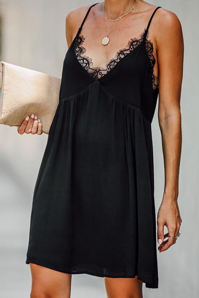 Black Lace Babydoll Dress