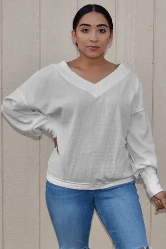 White Our Country Roads Thermal Top