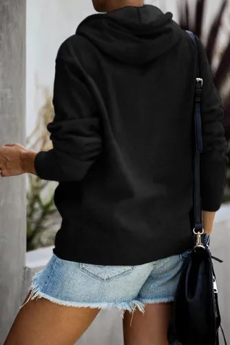 Black Stay Home Squad Pocketed Cotton Blend Hoodie