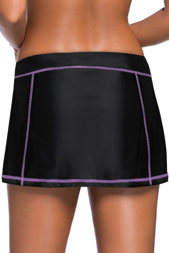 Rose Stitch Trim Black Swim Skirt Bottom