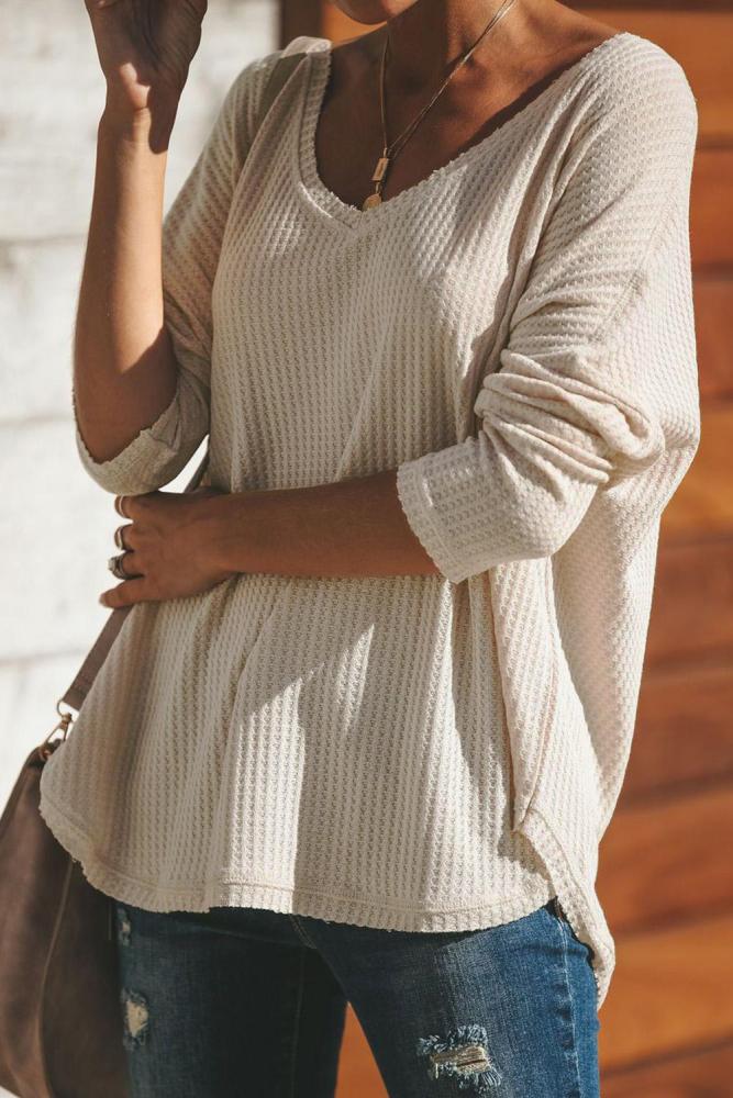 Beige Just Between Us Thermal Knit Top