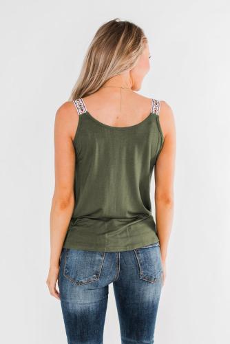 Green Somewhere Next To You Twist Tank Top