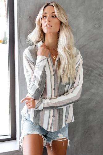 White Scenic Route Button Down Top