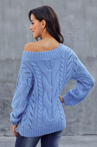 Sky Blue Chunky Oversized Pullover Sweater