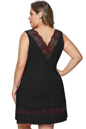 Black Plus Size Babydoll with Lace Detail