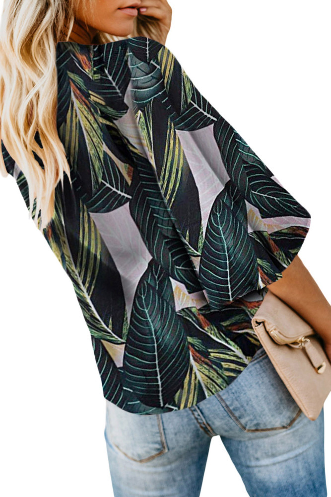 Multicolor Floral Print Button Tie Top
