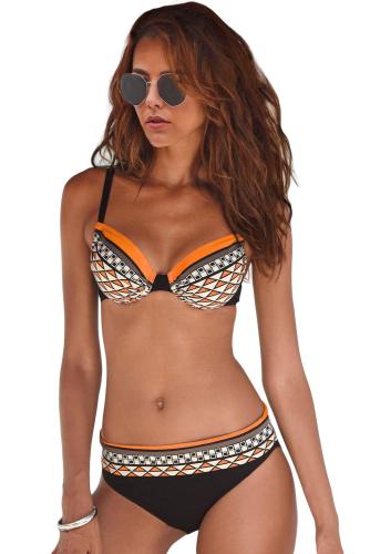 Orange Boho Tribal Print Bikini Swimwear