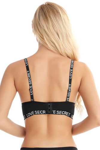 LOVE STRETCH Print Sport Push Up Black Bralette