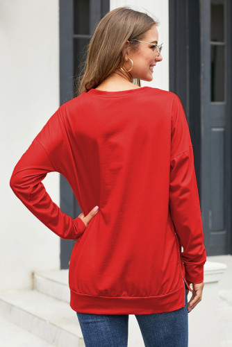 Red Ugly Christmas Cartoon Print Sweatshirt