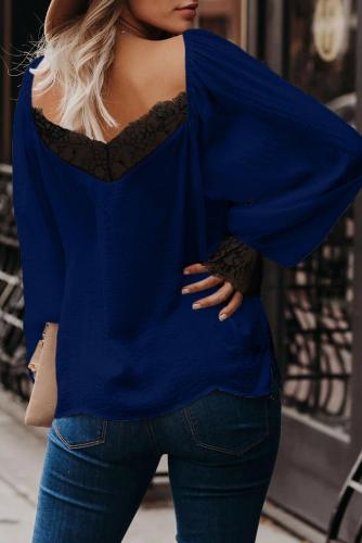 Blue Satin Lace Blouse