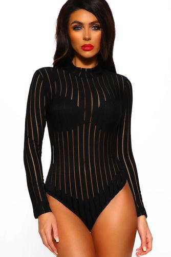 Black High Neck Long Sleeve Bodysuit