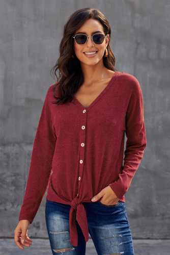 Red Dearly Loved Button Up Top
