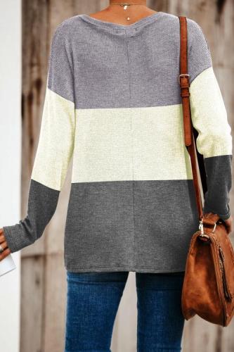 Beige Color Block Twist Top
