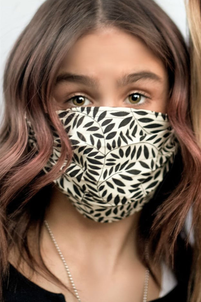 Beige Leaf Printed Protection Face Mask