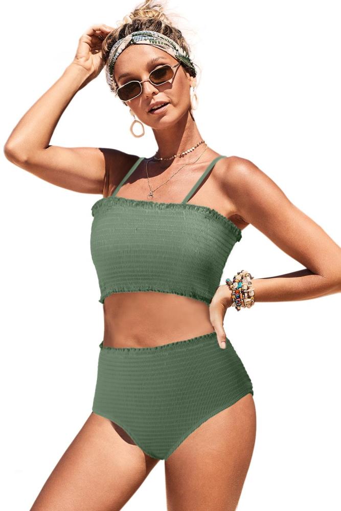 Green Smock High Waist Bikini