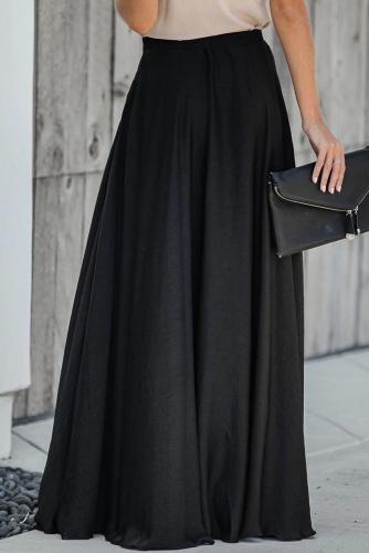 Black Duchess Satin Maxi Skirt