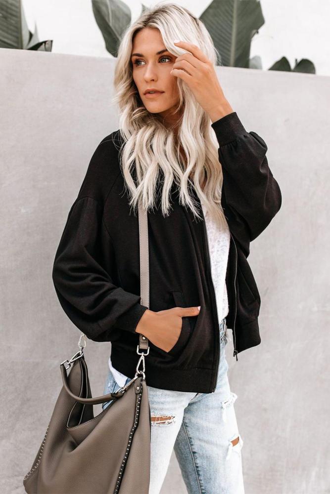 Black Too Soft Pocketed Bomber Jacket