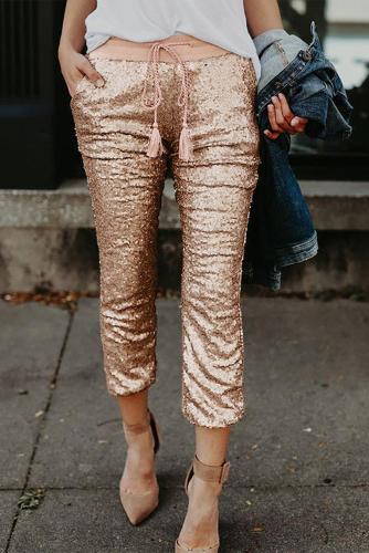 Sequined Tassel Pants
