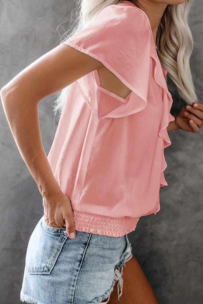 Pink Powerpuff Drape Ruffle Blouse