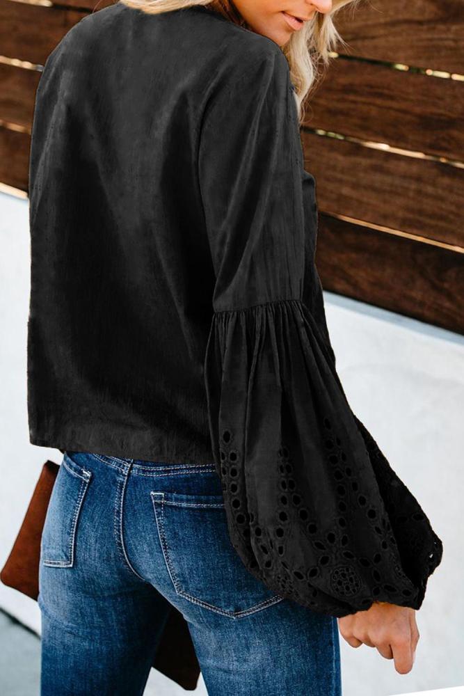 Black Rhapsody Cotton Balloon Sleeve Tie Top