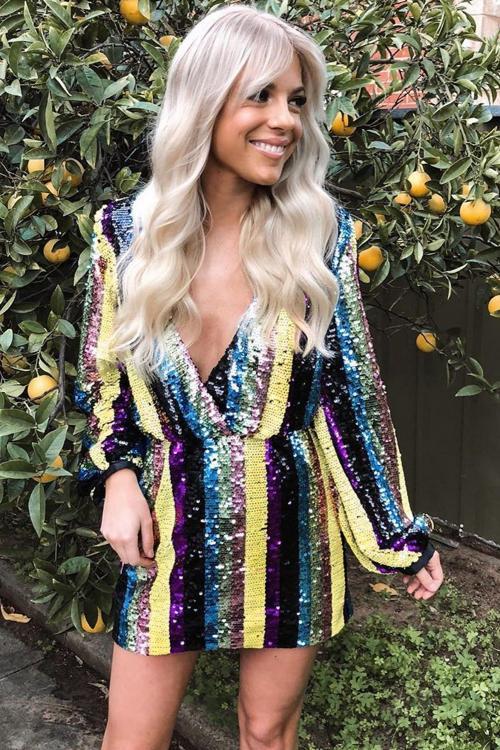 Multicolor Sequin Mini Dress