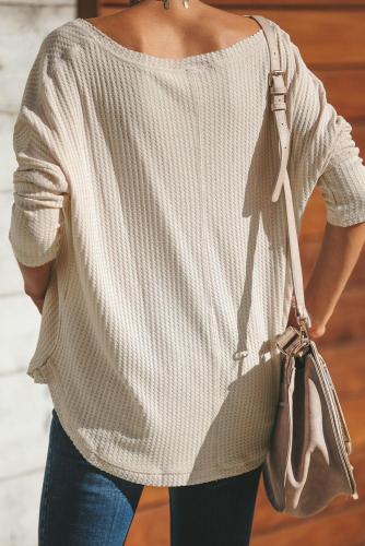Beige Just Between Us Thermal Knit Top