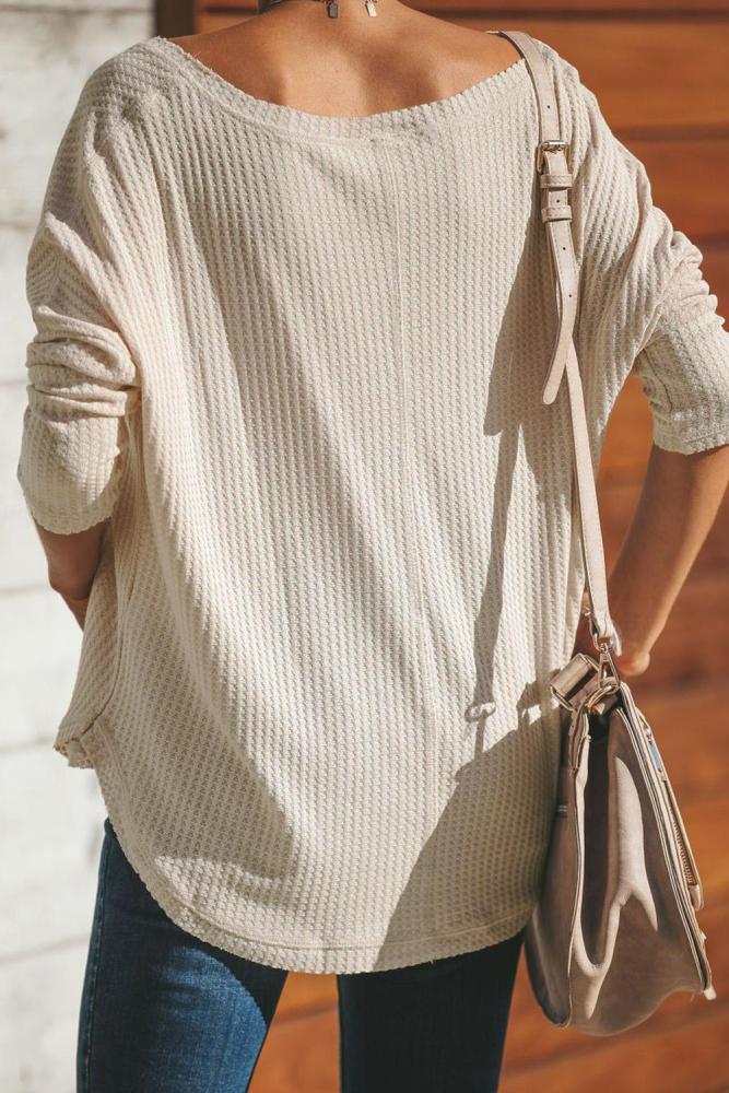 Beige Just Between Us Thermal Knit Top