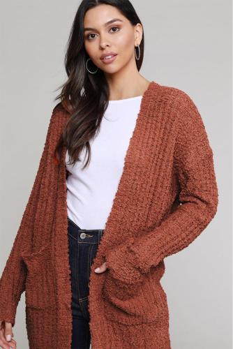 Red Pebble Beach Textured Cardigan