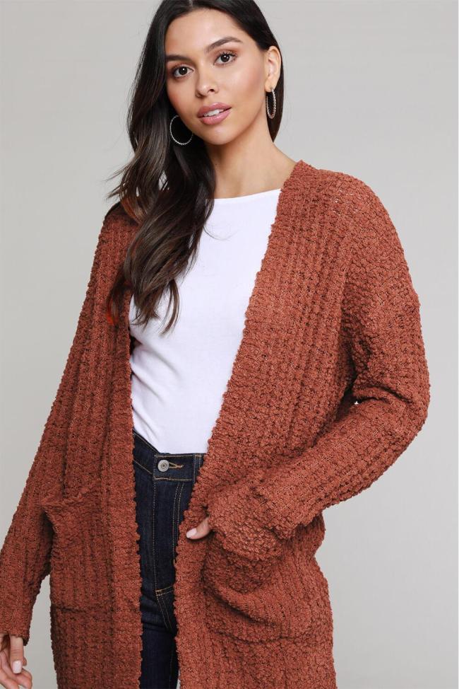 Red Pebble Beach Textured Cardigan