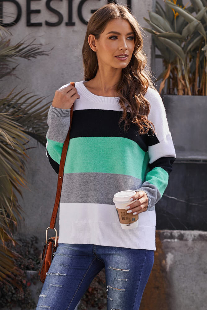 Green Catch Feels Colorblock Sweater