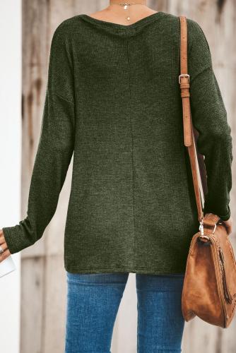 Green Solid Knotted Knitted Top
