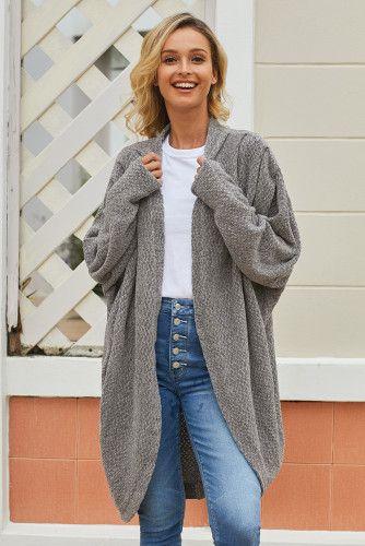 Gray Batwing Sleeve Cardigan