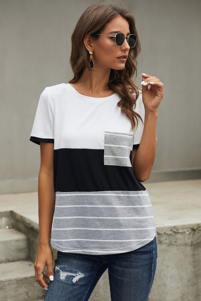 Black Right Here With Me Color Block Top