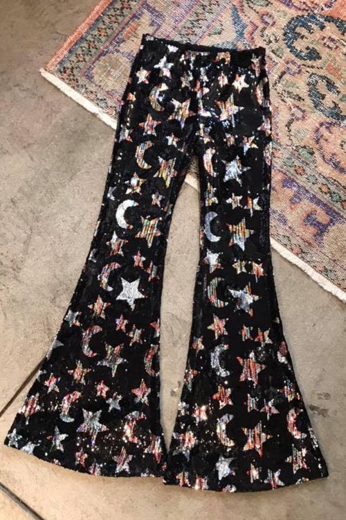 Shining Stars Sequined Flare Pants