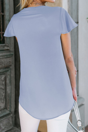 Sky Blue V Neck Short Sleeve Tee