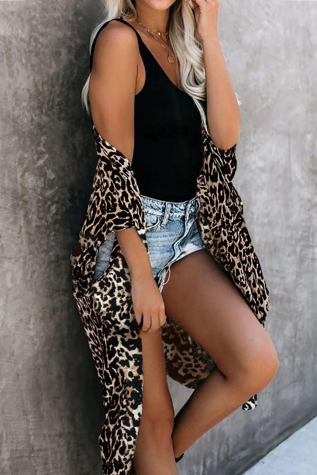Brown Born To Stand Out Leopard Kimono