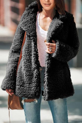 Black Iconic Pocketed Sherpa Jacket