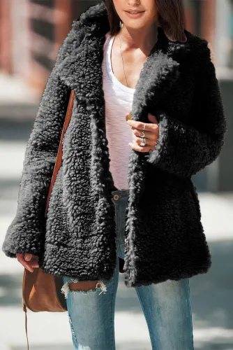 Black Iconic Pocketed Sherpa Jacket