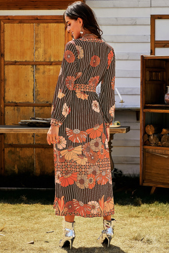 Cute Printed Vintage Floral Maxi Dress