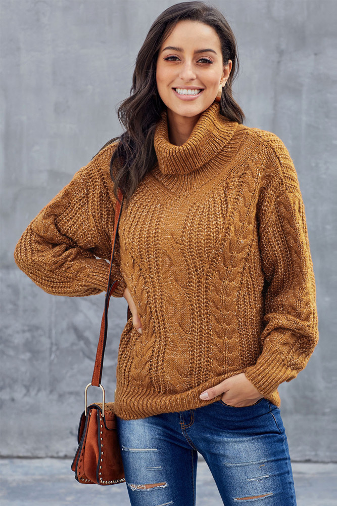 Yellow Chunky Turtleneck Sweater