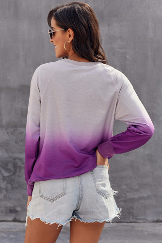 Purple Ombre Crewneck Long Sleeve Sweatshirt
