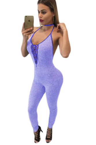 Purple Chase Open Back Lace-up Jumper