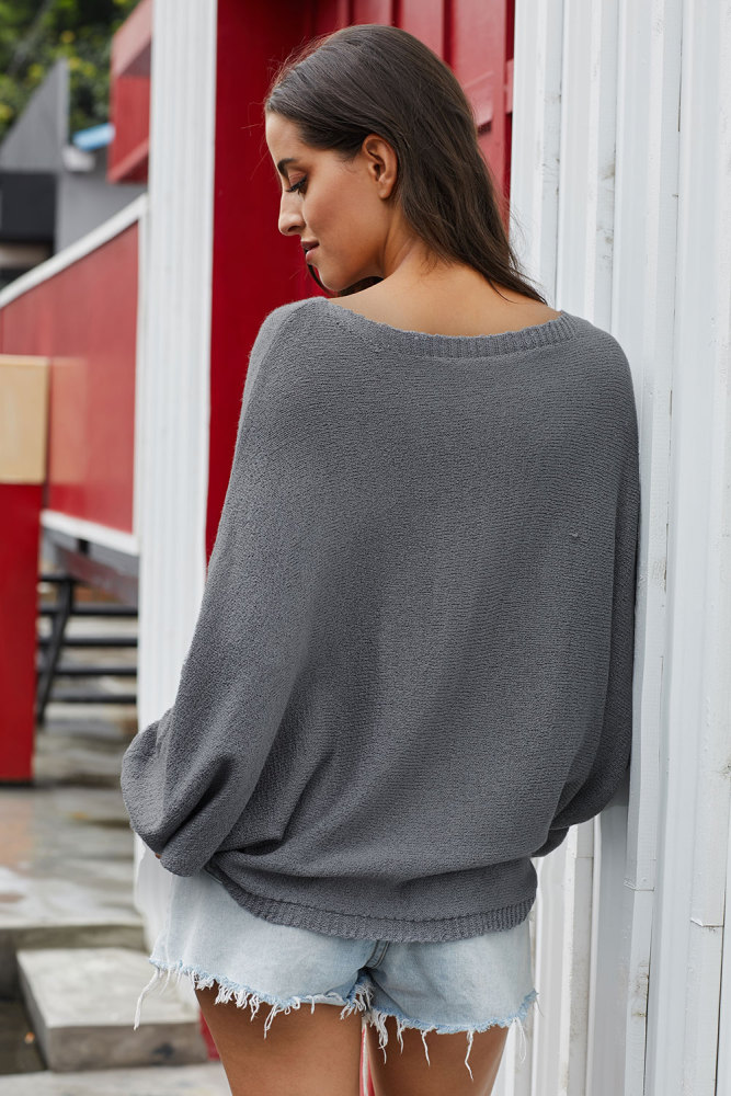 Gray Chillaxin’ Dolman Knit Sweater