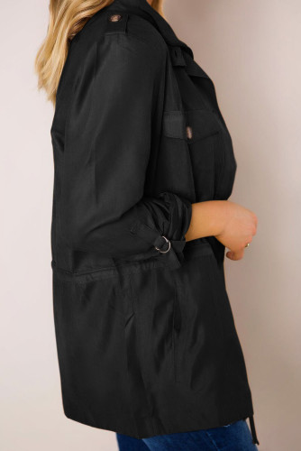 Black Bottoned Pockets Jacket